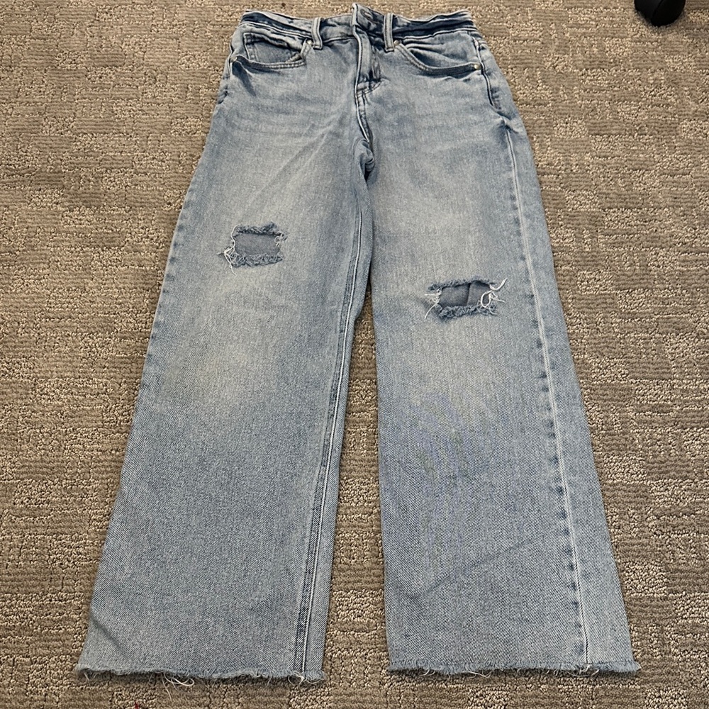 Light Blue Wide Leg Distressed Kids Jeans Art Class, 10